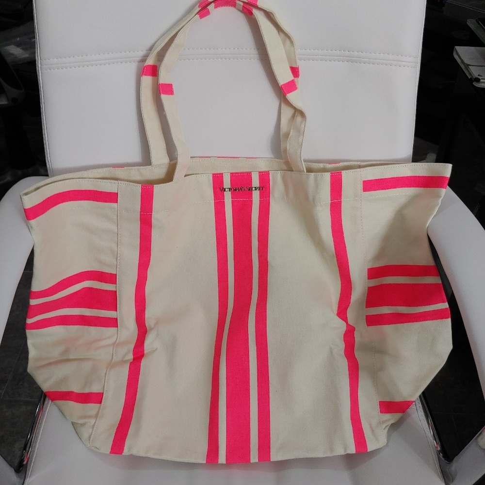 Victoria's Secret XXL tote canvas bag Pink & Beige
